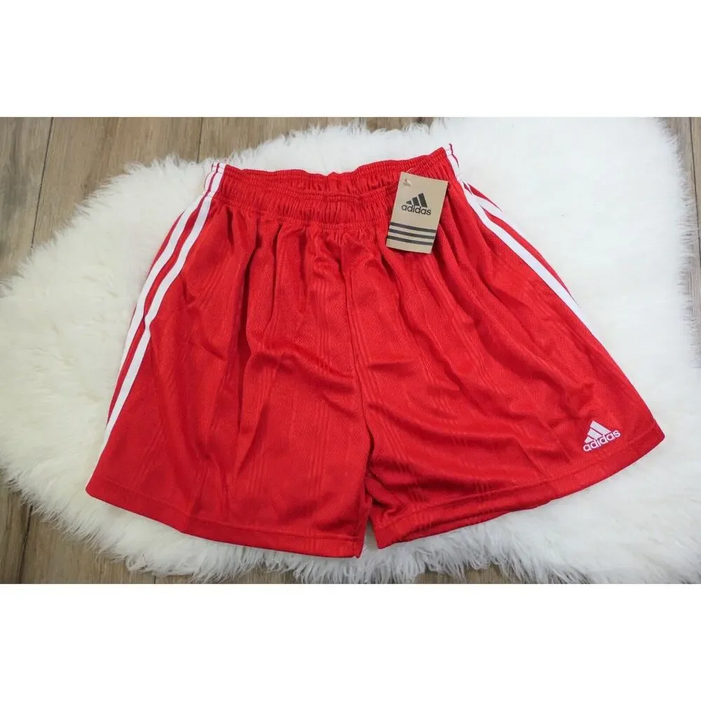 NWT Vintage Y2K 90s ADIDAS Soccer TREVISO Polyester Men's Red Shorts Large - Picture 1 of 11